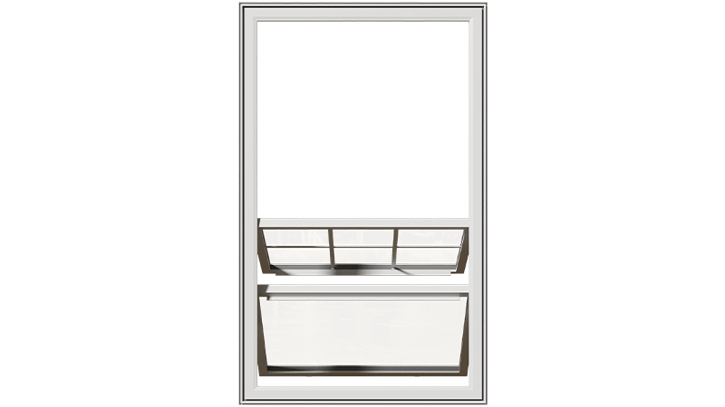 An open Classic Series Double Slider Window from the front.