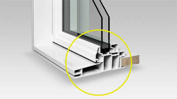 Multiple air chambers in a hollow fixed window profile