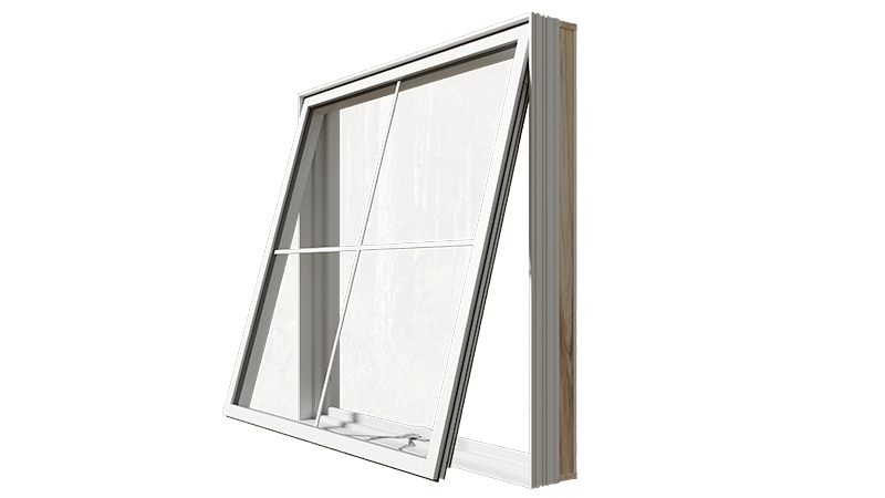 An open RevoCell® Awning Window from the side.