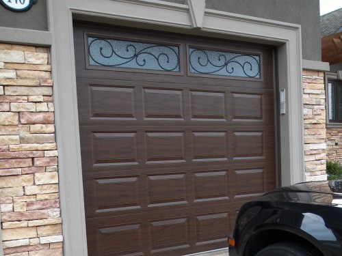 single car brown garage door