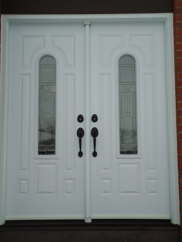 double white steel entry doors