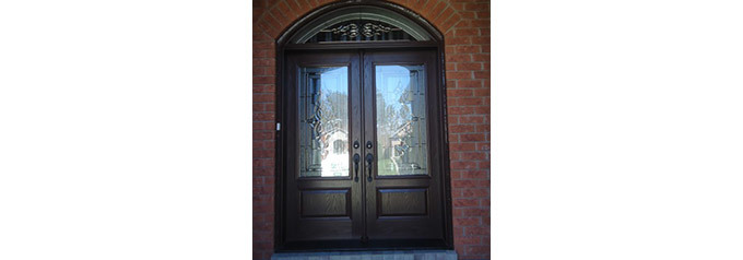 dark brown double fibreglass doors