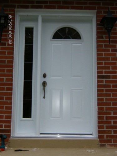 white steel entry door with side window
