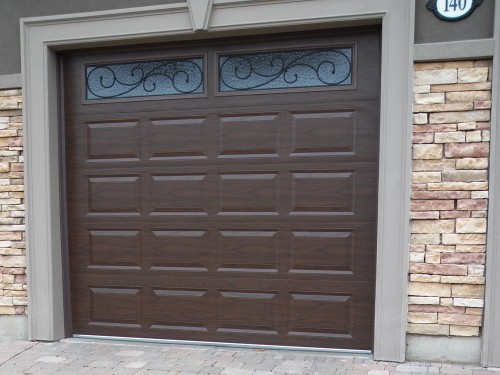 single car brown garage door