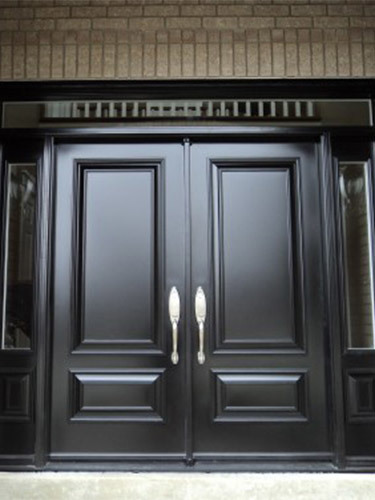 dark double steel entry doors