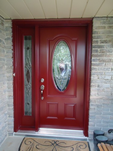 red steel entry door