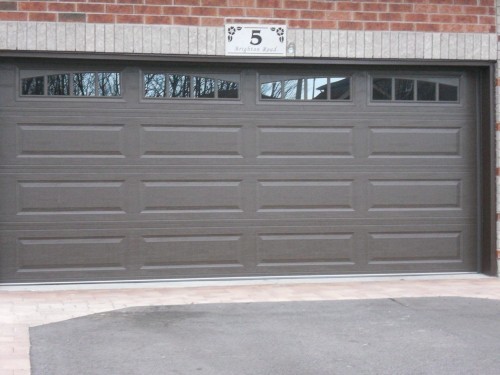 dark brown garage door close up