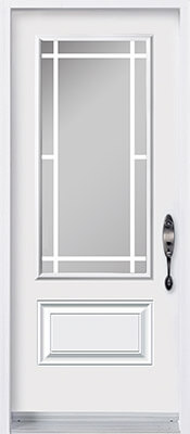 Three-quarter lite door with contour grille