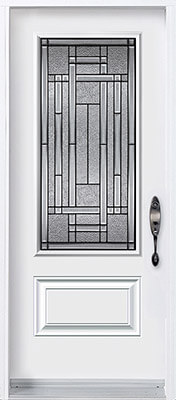 Traditional door with three quarter decorative glass