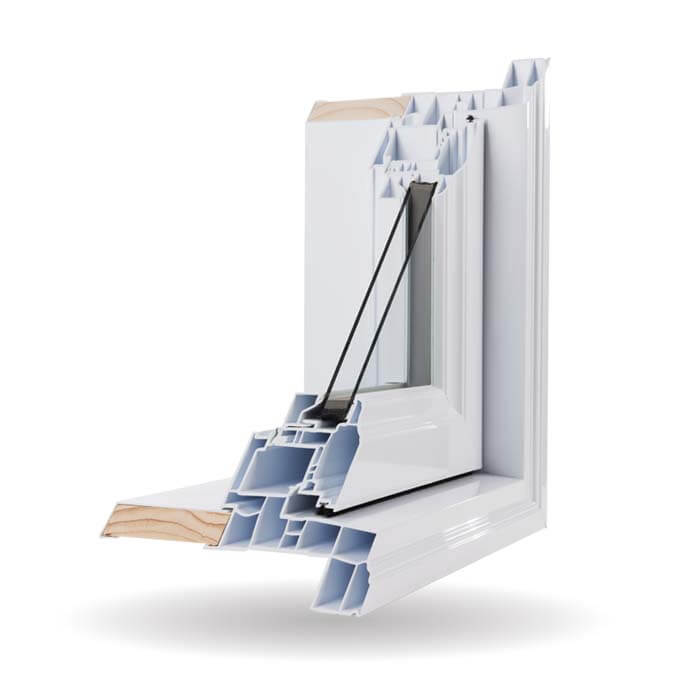 A Nordik brand Awning Window opened up to showcase it's features.