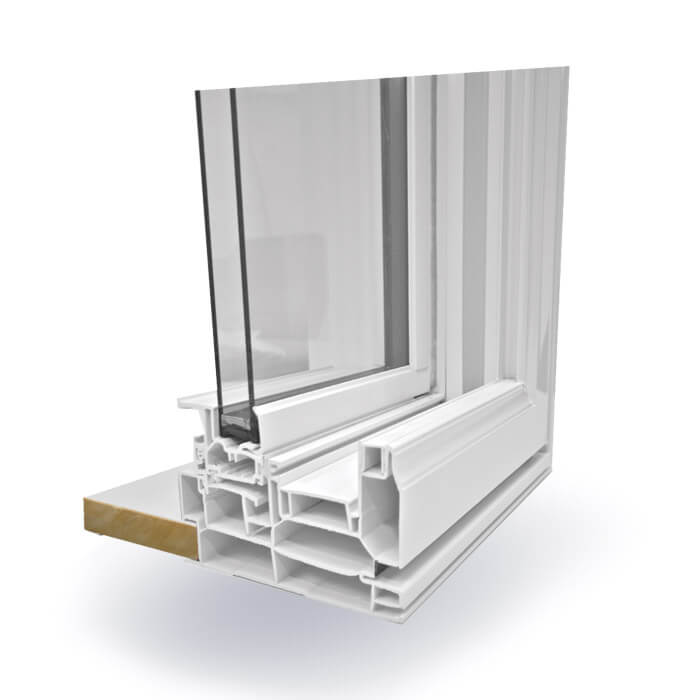 A Nordik brand Double Slider Window opened up to showcase it's features.