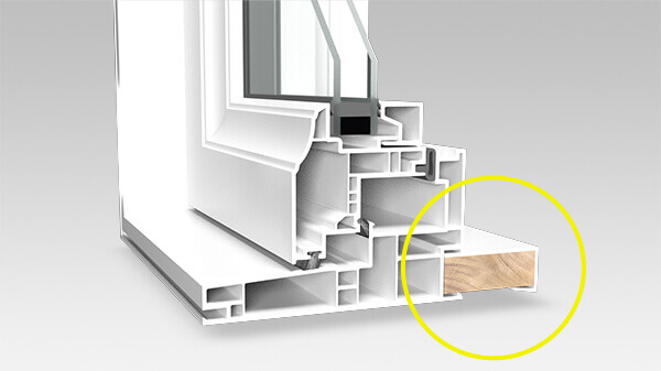 PVC-cladded interior wood extension