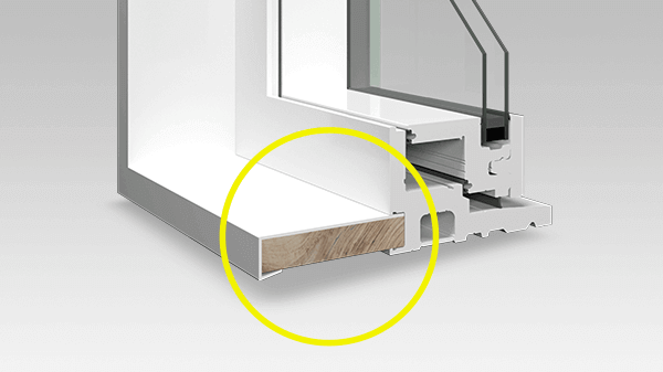 PVC-cladded interior wood extension