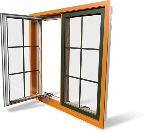 A custom painted window with grilles.
