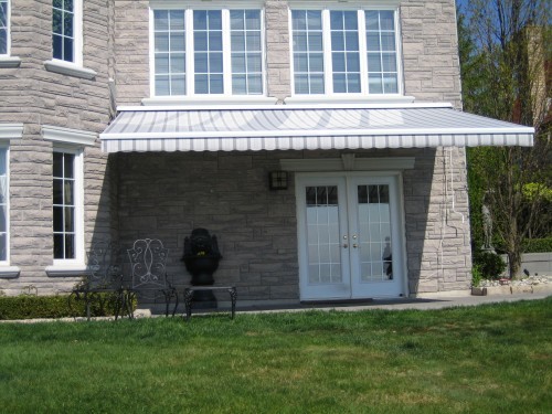 white awning from front