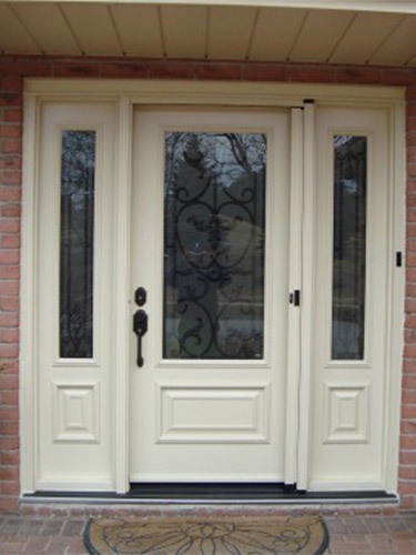 cream steel entry door