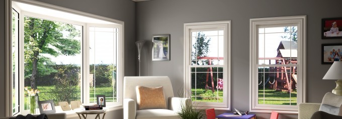 double hung tilt windows in living room