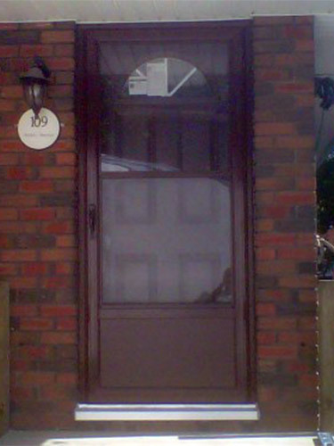 red matching storm door