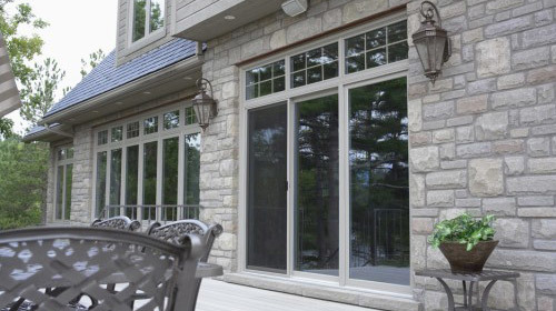 patio door on stone house
