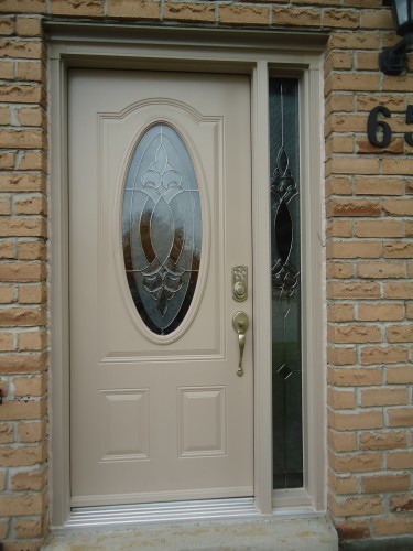 tan steel front door