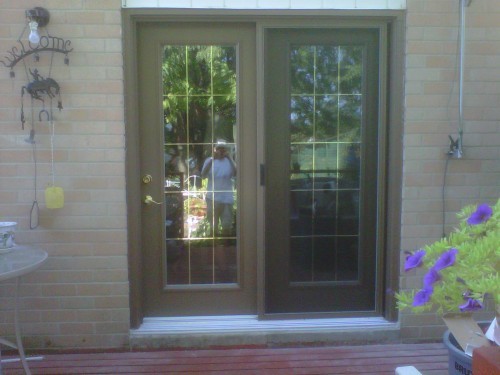 double brown garden doors