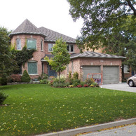 brick home with turret