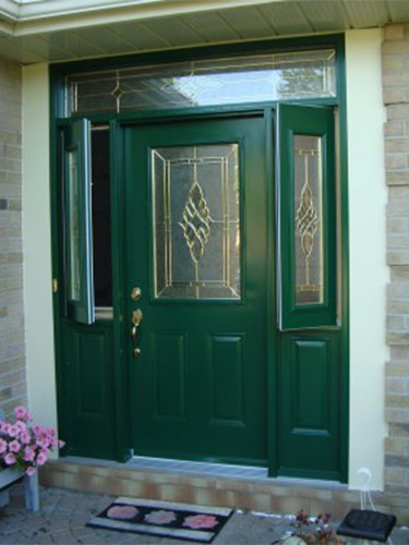 bright green steel door