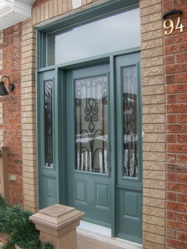 green steel entry door